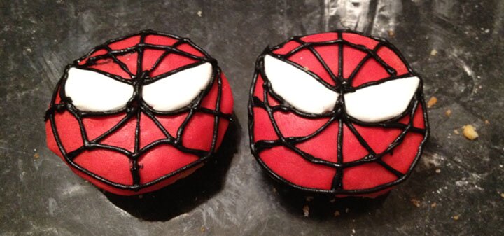 Spidey-Man mask cupcakes Spidey-Man mask cupcakes